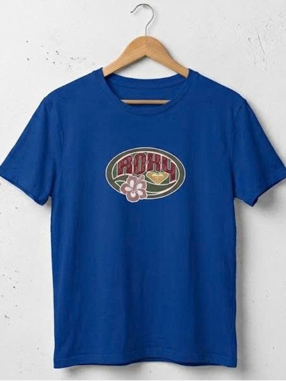 Royal Blue Graphic Tee with Multicolor Chest Emblem
